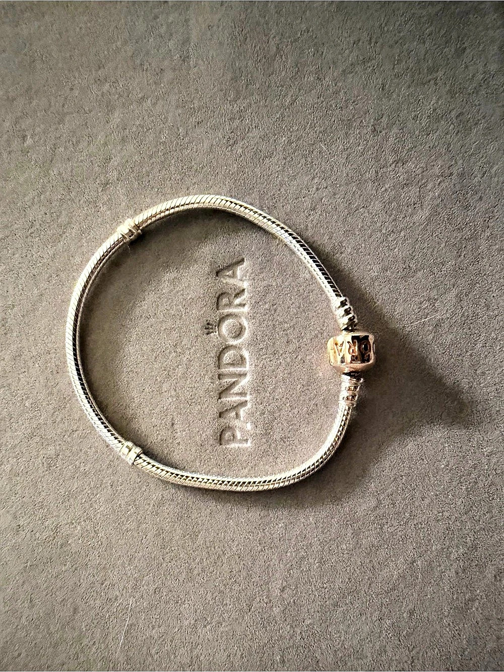 Pandora Moments Two-Tone Barrel Clasp Snake Chain Bracelet Like New